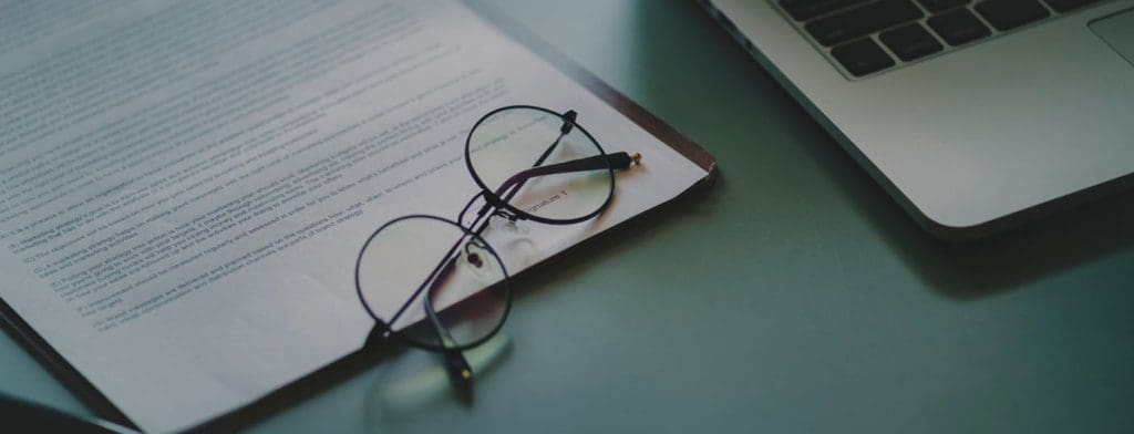 Glasses on a desk