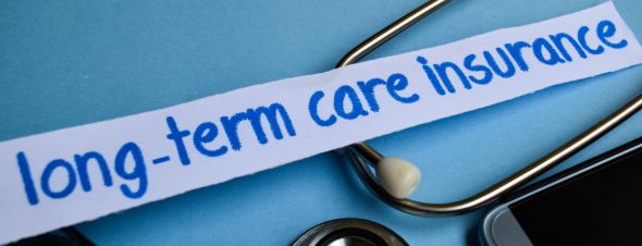 long-term care insurance in blue marker