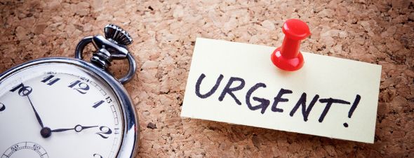 urgent sign with stopwatch