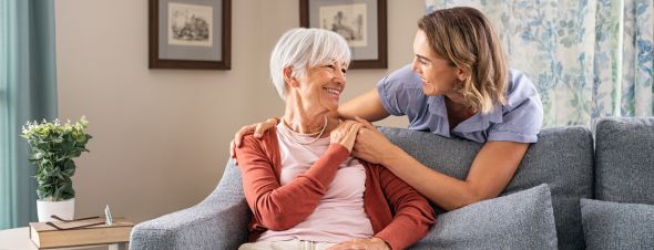 adult daughter with elderly mother